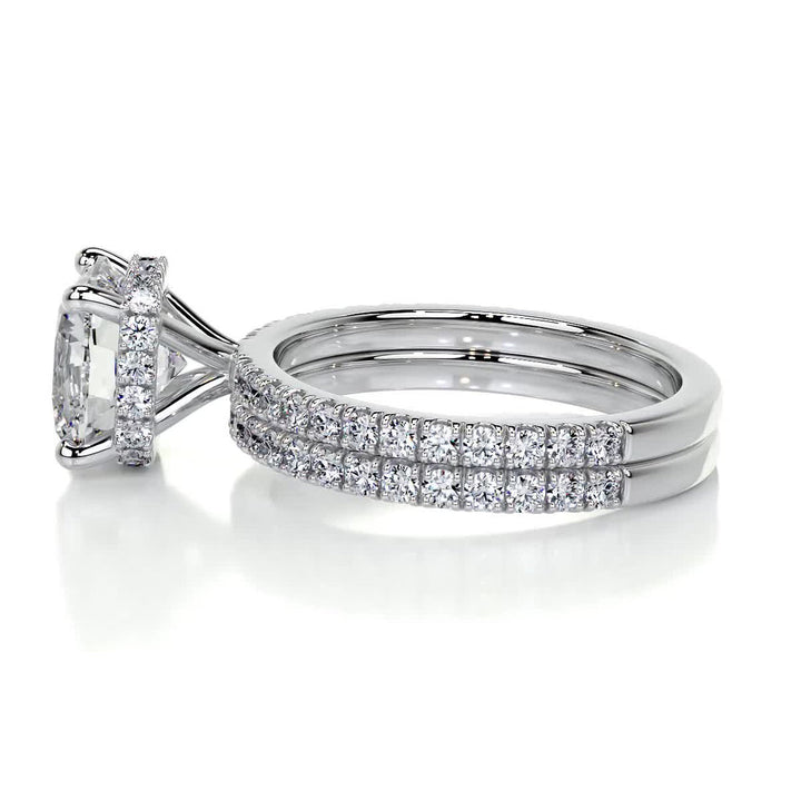 2.0 CT Cushion Hidden Halo & Pave F-VS CVD  Diamond Bridal Set