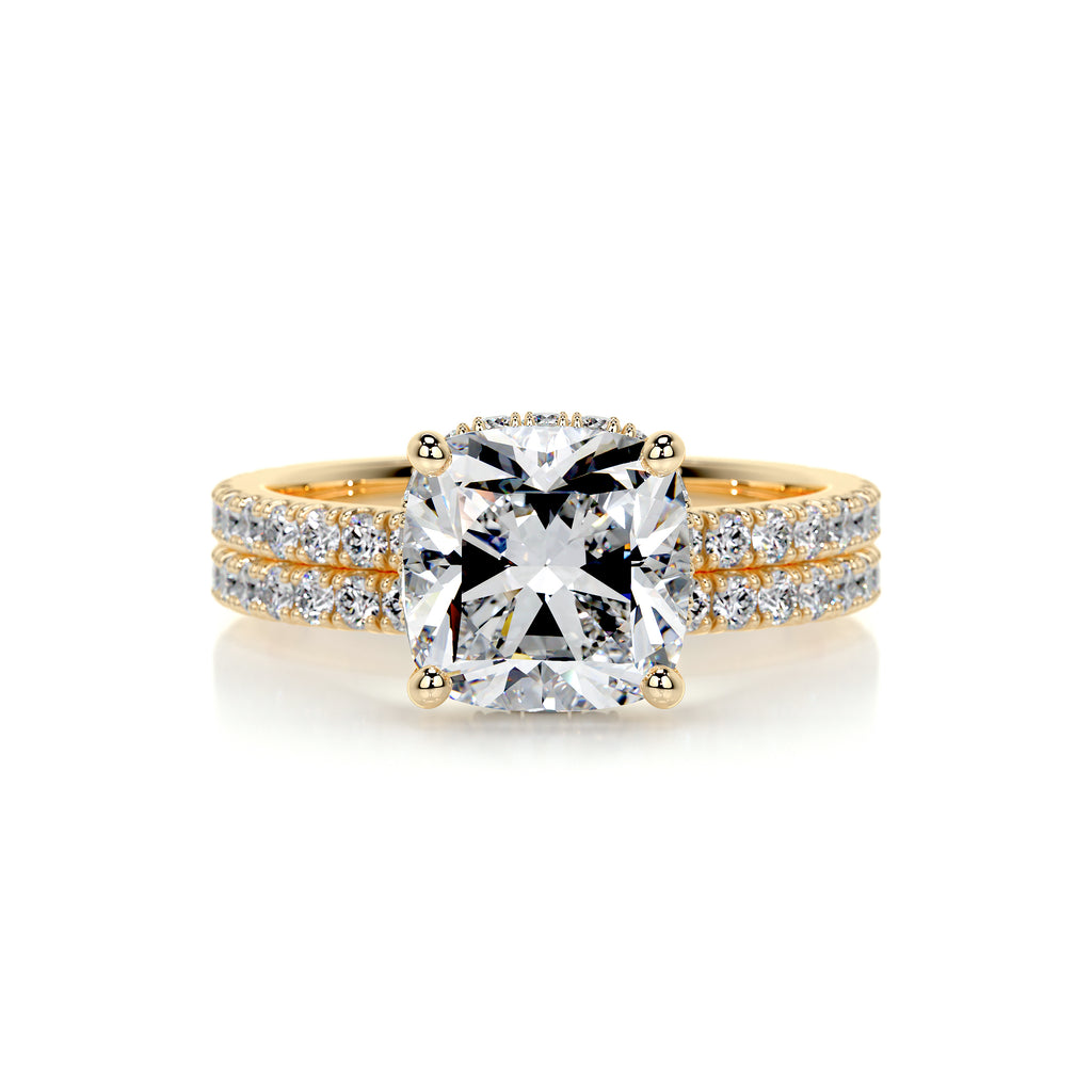 2.0 CT Cushion Hidden Halo & Pave F-VS CVD  Diamond Bridal Set