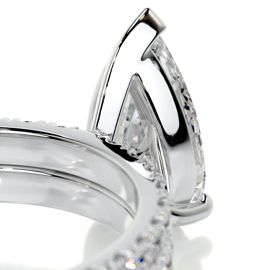 2.0 CT Pear Solitaire & Pave F-VS CVD Diamond Bridal Set