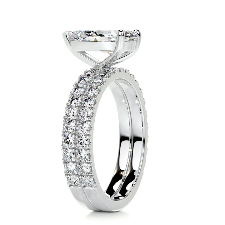 2.0 CT Pear Solitaire & Pave F-VS CVD Diamond Bridal Set