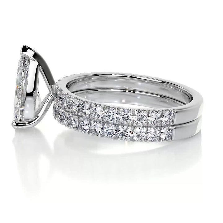 2.0 CT Pear Solitaire & Pave F-VS CVD Diamond Bridal Set