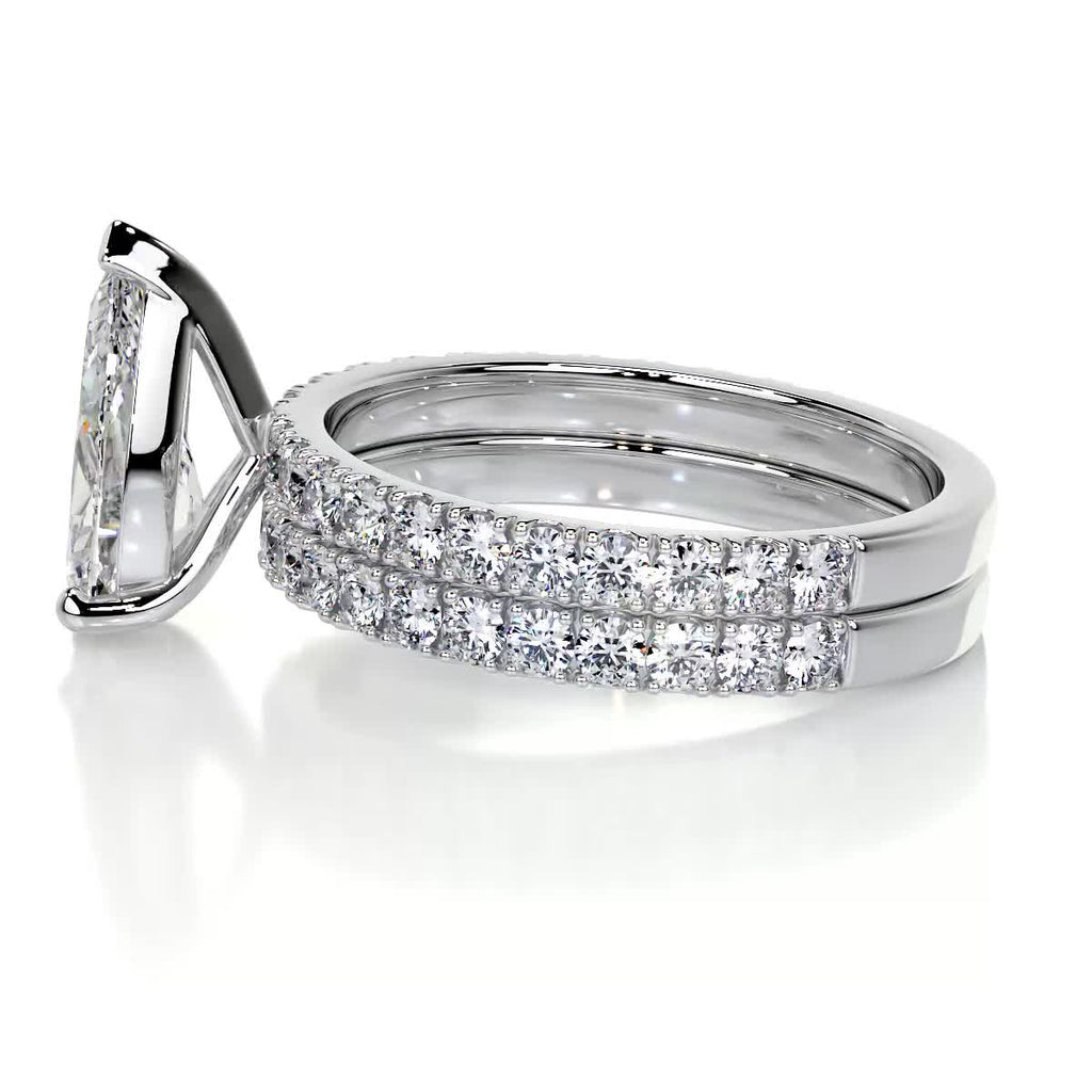 2.0 CT Pear Solitaire & Pave F-VS CVD Diamond Bridal Set