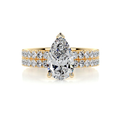 2.0 CT Pear Solitaire & Pave F-VS CVD Diamond Bridal Set