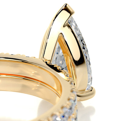 2.0 CT Pear Solitaire & Pave F-VS CVD Diamond Bridal Set
