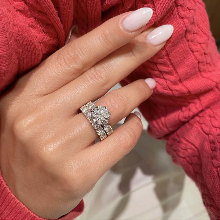 3.0 CT Round Solitaire & Pave F-VS Loose Diamond Bridal Set