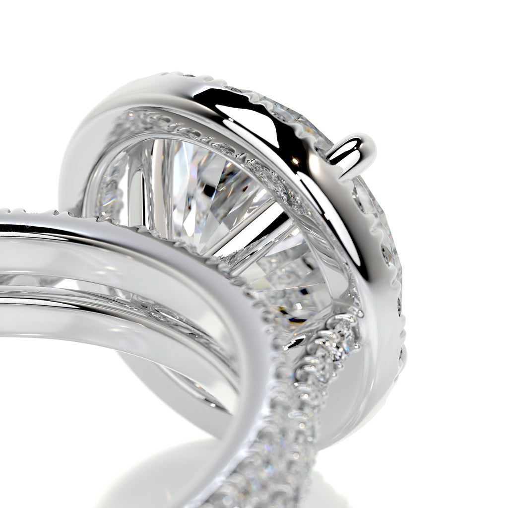 2.0 CT Round Halo & Pave F-VS CVD Diamond Bridal Set