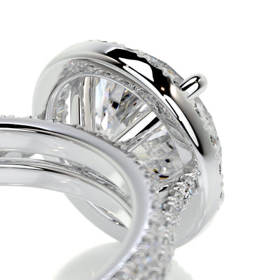 2.0 CT Round Halo & Pave F-VS CVD Diamond Bridal Set