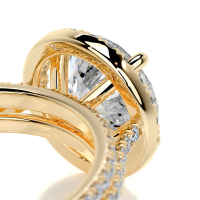2.0 CT Round Halo & Pave F-VS CVD Diamond Bridal Set
