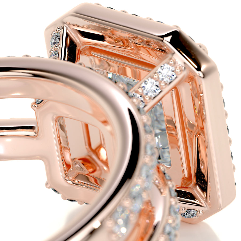 1.05 CT Asscher Halo & Pave F-VS CVD Diamond Bridal Set