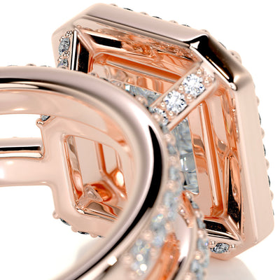1.05 CT Asscher Halo & Pave F-VS CVD Diamond Bridal Set