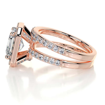 1.05 CT Asscher Halo & Pave F-VS CVD Diamond Bridal Set
