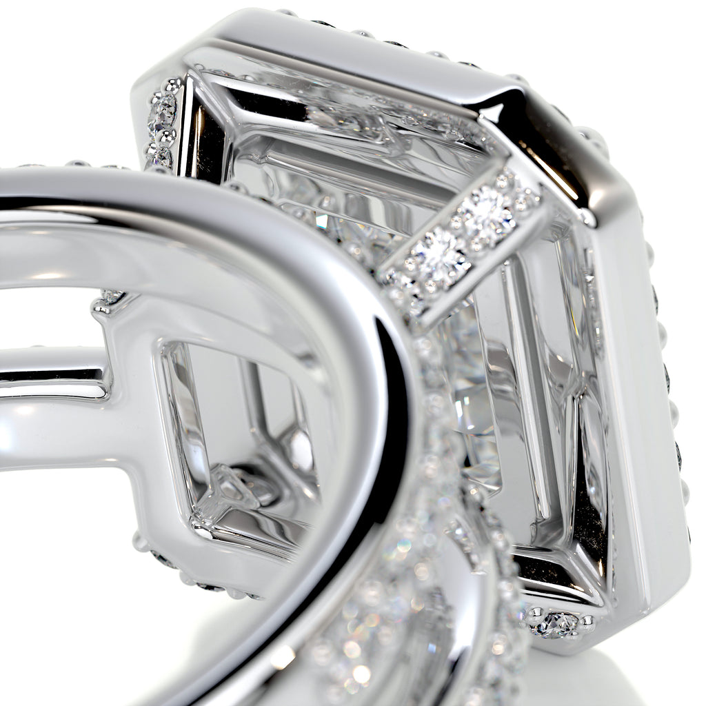 1.05 CT Asscher Halo & Pave F-VS CVD Diamond Bridal Set