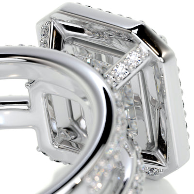 1.05 CT Asscher Halo & Pave F-VS CVD Diamond Bridal Set