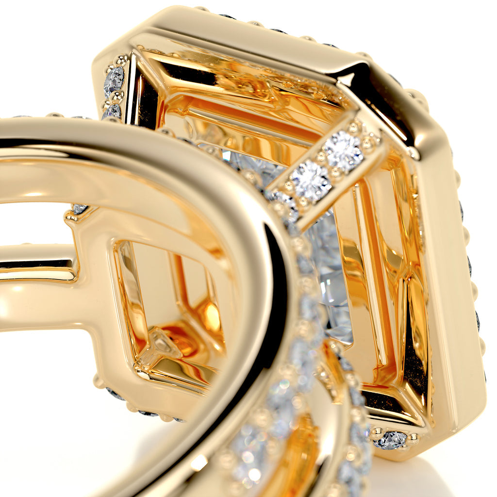 1.05 CT Asscher Halo & Pave F-VS CVD Diamond Bridal Set