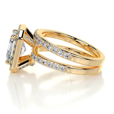 1.05 CT Asscher Halo & Pave F-VS CVD Diamond Bridal Set