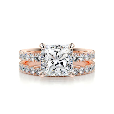 2.0 CT Princess Solitaire & Pave Setting F-VS CVD Diamond Bridal Set