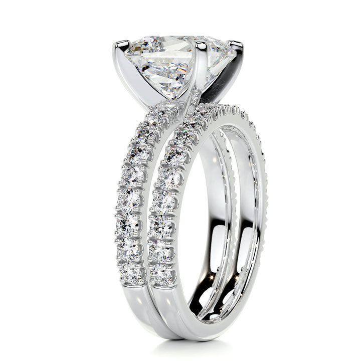 2.0 CT Princess Solitaire & Pave Setting F-VS CVD Diamond Bridal Set