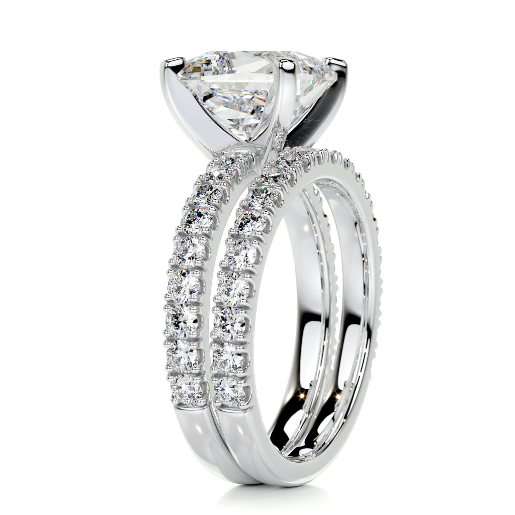 2.0 CT Princess Solitaire & Pave Setting F-VS CVD Diamond Bridal Set