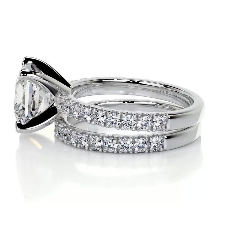 2.0 CT Princess Solitaire & Pave Setting F-VS CVD Diamond Bridal Set