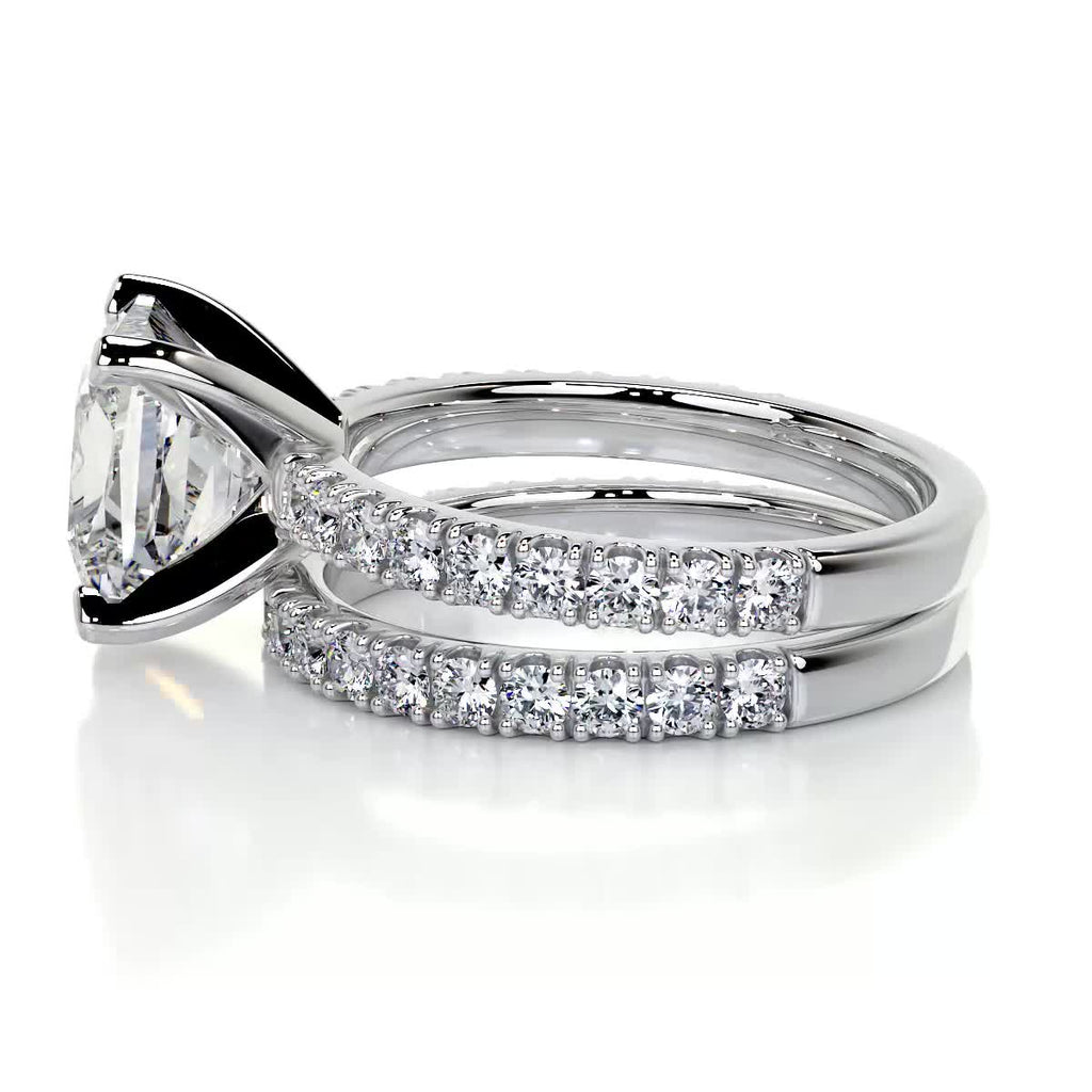2.0 CT Princess Solitaire & Pave Setting F-VS CVD Diamond Bridal Set