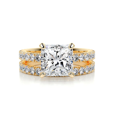 2.0 CT Princess Solitaire & Pave Setting F-VS CVD Diamond Bridal Set