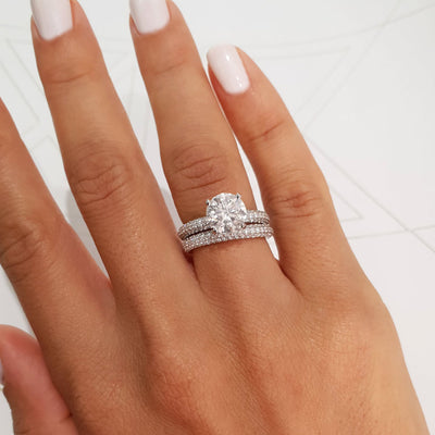 2.0 CT Round Solitaire & Pave F-VS Loose Diamond Bridal Set