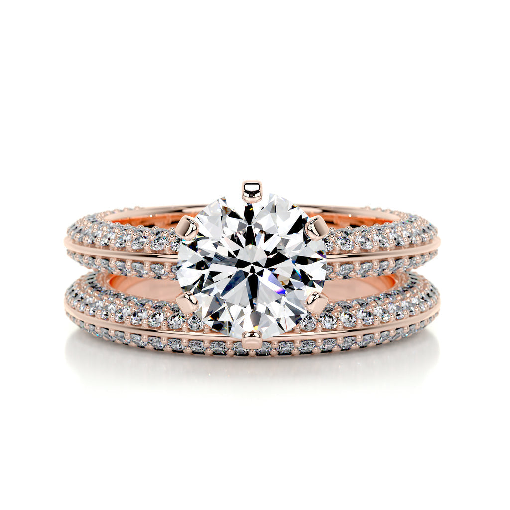 2.0 CT Round Solitaire & Pave F-VS CVD Diamond Bridal Set