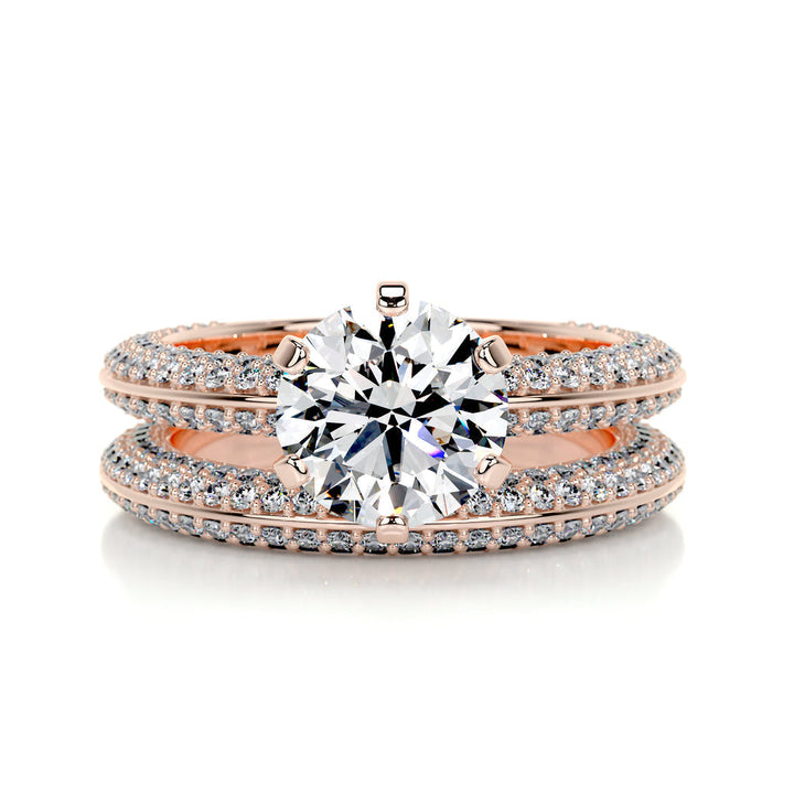 2.0 CT Round Solitaire & Pave F-VS CVD Diamond Bridal Set