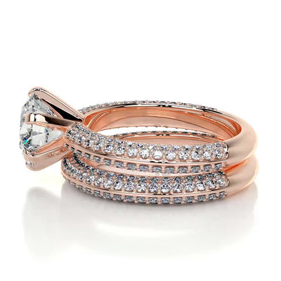 2.0 CT Round Solitaire & Pave F-VS CVD Diamond Bridal Set