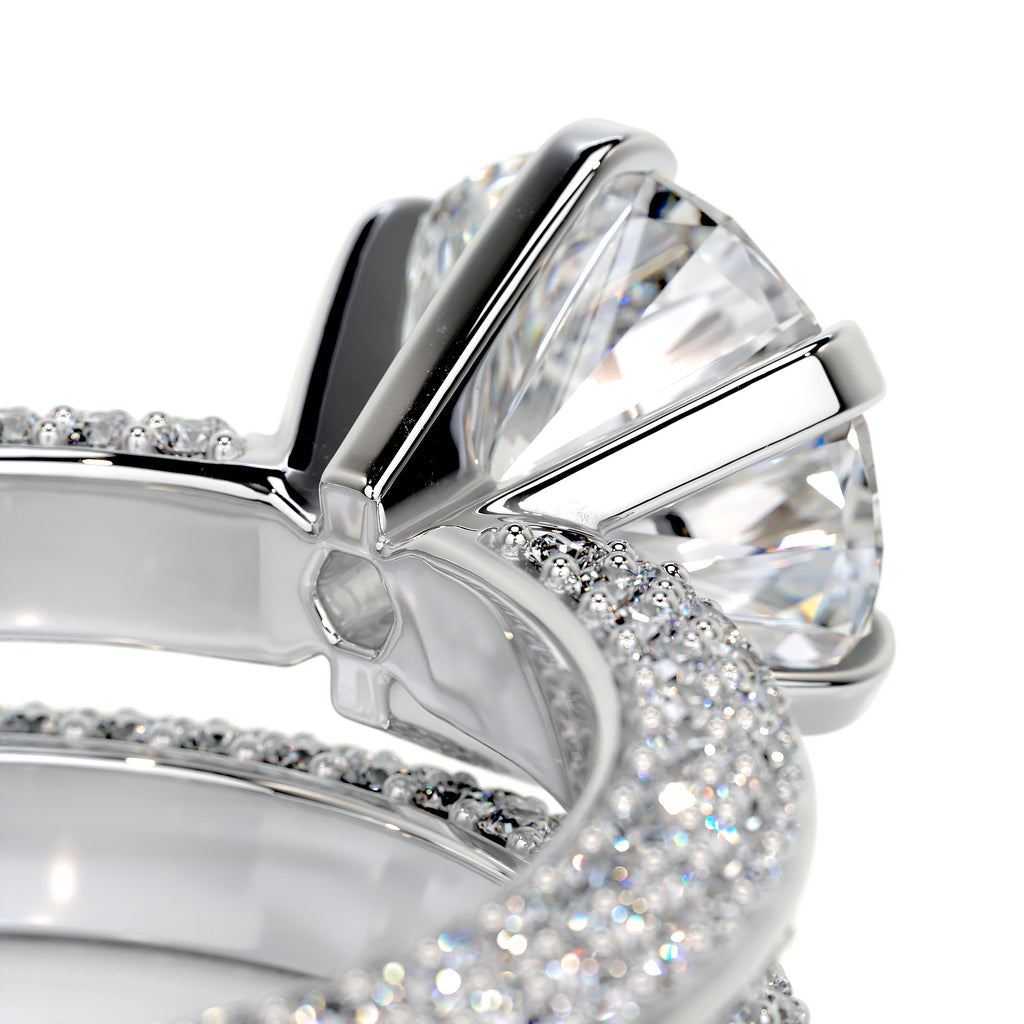 2.0 CT Round Solitaire & Pave F-VS CVD Diamond Bridal Set