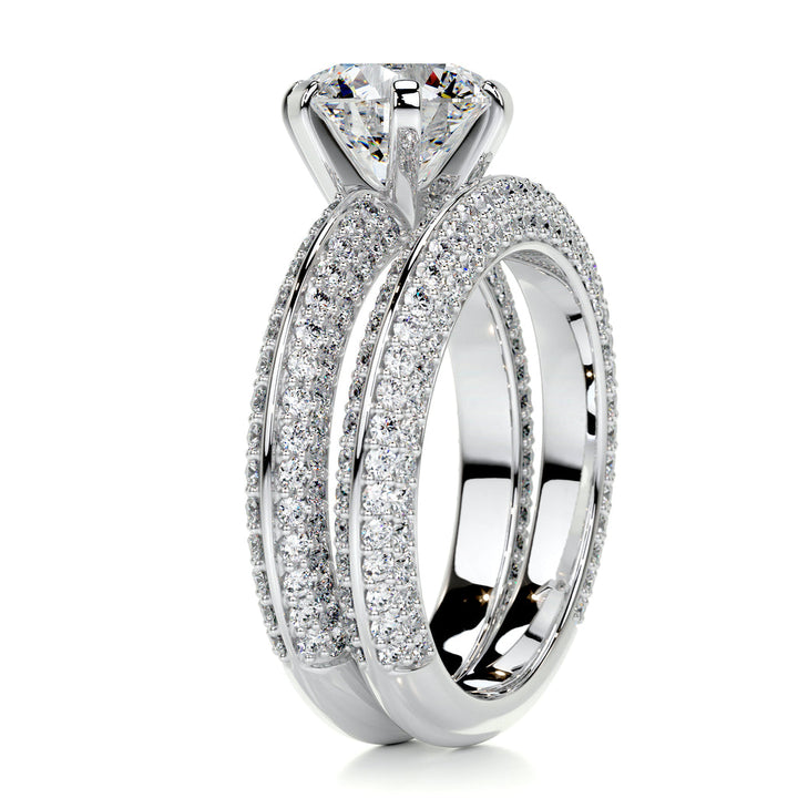 2.0 CT Round Solitaire & Pave F-VS CVD Diamond Bridal Set