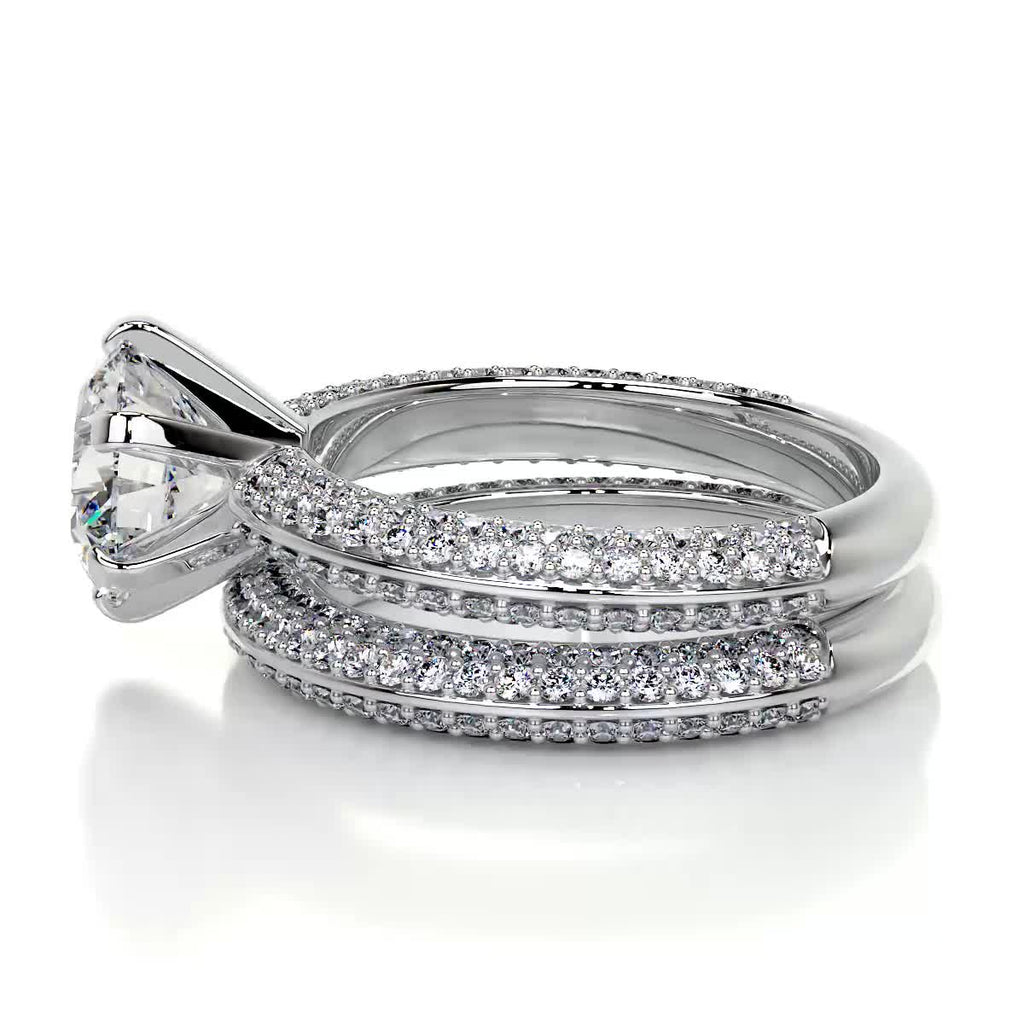 2.0 CT Round Solitaire & Pave F-VS CVD Diamond Bridal Set