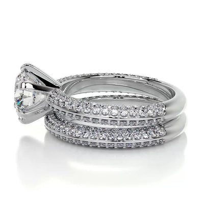2.0 CT Round Solitaire & Pave F-VS CVD Diamond Bridal Set