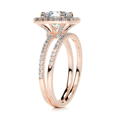 2.0 CT Round Shaped  F-VS CVD Diamond Bridal Set With Halo & Pave Setting