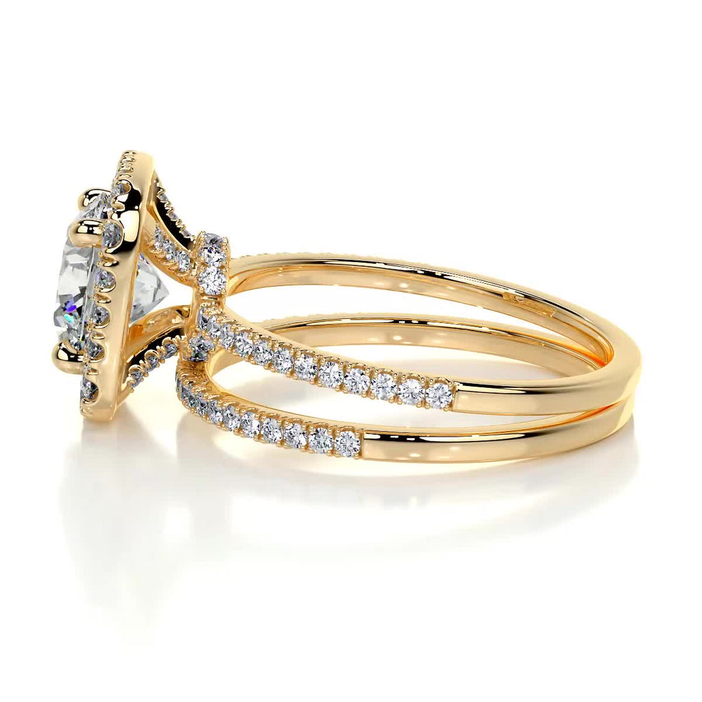 2.0 CT Round Shaped  F-VS CVD Diamond Bridal Set With Halo & Pave Setting