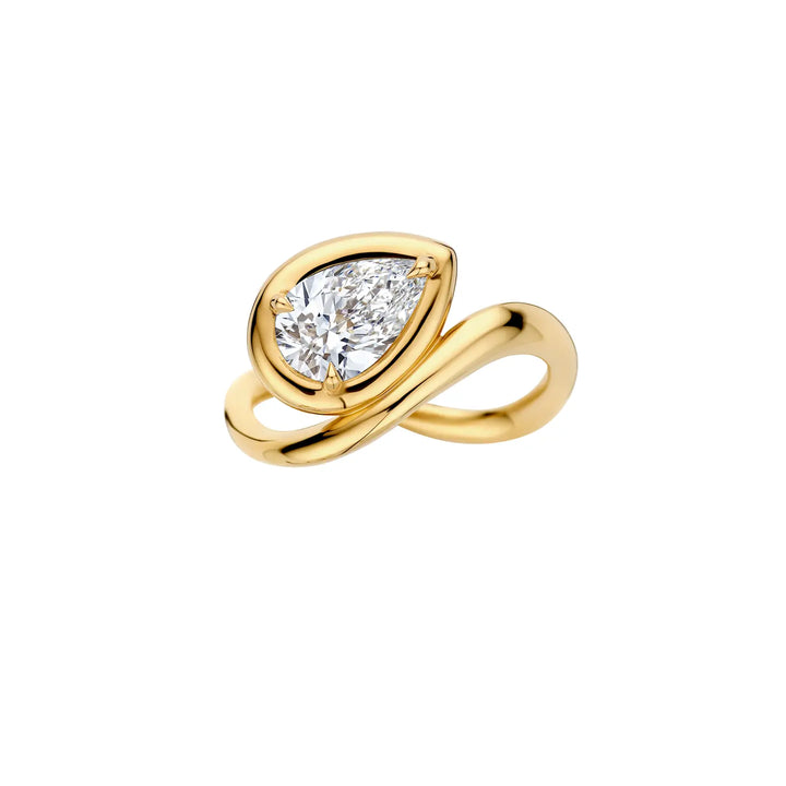 1.20CT Pear Cut Unique Bezel Set Moissanite Engagement Ring