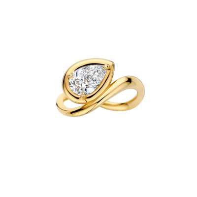 1.20CT Pear Cut Unique Bezel Set Moissanite Engagement Ring