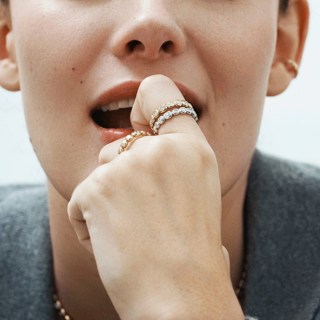 0.60TCW Round Cut Full Eternity Gold Wedding Band