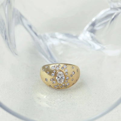 0.50CT Oval Cut Flush Set Dome Engagement Ring