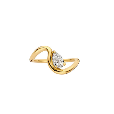 0.50CT Pear Diamond Curved Solitaire Moissanite Engagement Ring