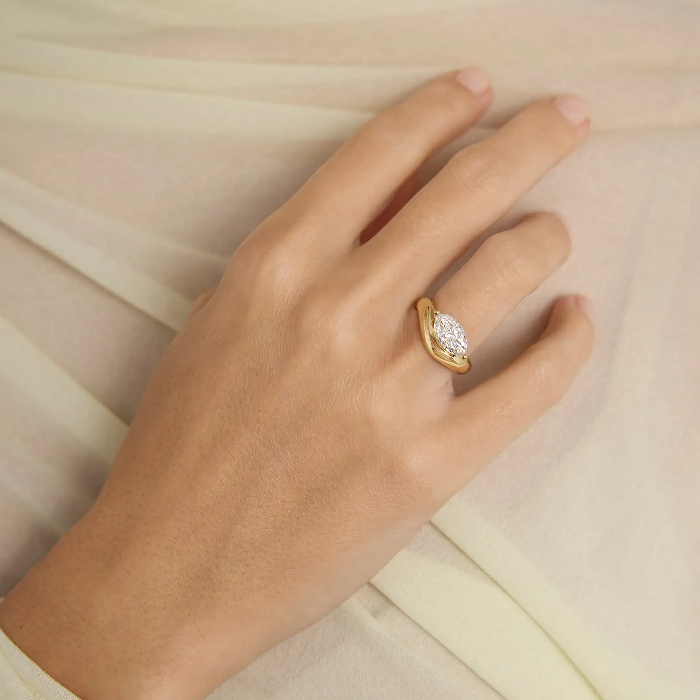 1.60CT East West Marquise Cut Unique Solitaire Moissanite Engagement Ring