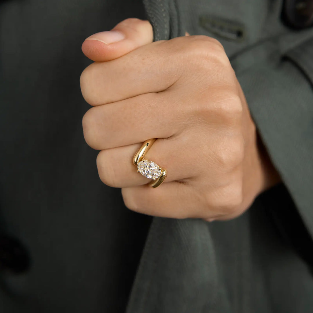 1.50CT Oval Cut Bypass Shank Moissanite Engagement Ring