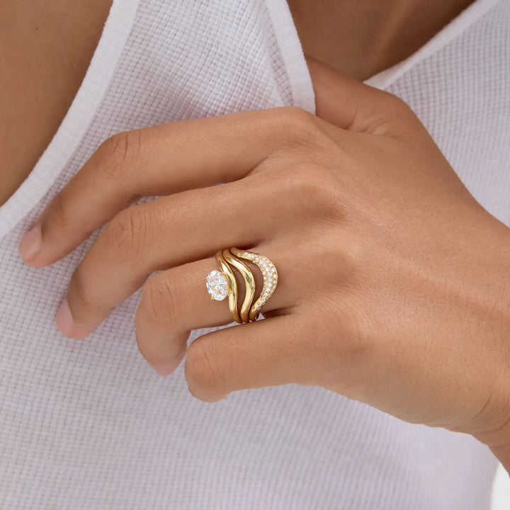 0.80CT East West Oval Cut Solitaire Moissanite Engagement Ring