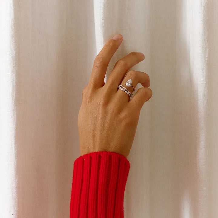 1.50CT Pear Diamond Unique Moissanite Engagement Ring