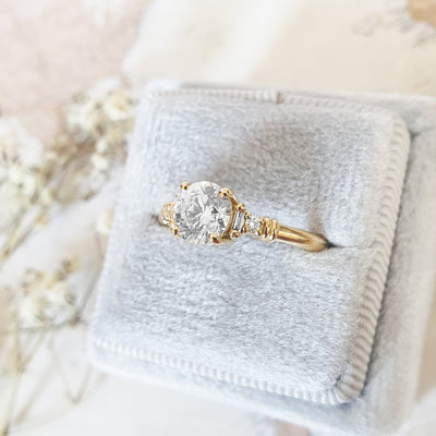 1.0 - 3.0 CT Round Cluster Lab Grown Diamond Engagement Ring