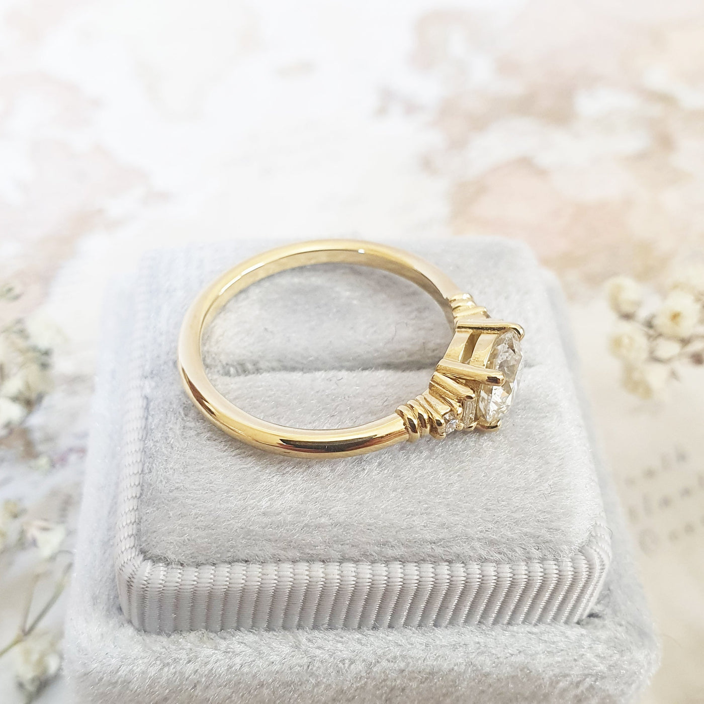 1.0-3.0 CT Round Cut Five Stone Lab Grown Diamond Engagement Ring