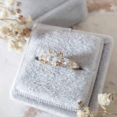 1.0 -3.0 CT Round Cut Five Stones Lab Grown Diamond Engagement Ring