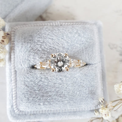 1.0 -3.0 CT Round Cut Five Stones Lab Grown Diamond Engagement Ring