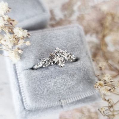 1.0-3.0 CT Round Cut Cluster Lab Grown Diamond Engagement Ring