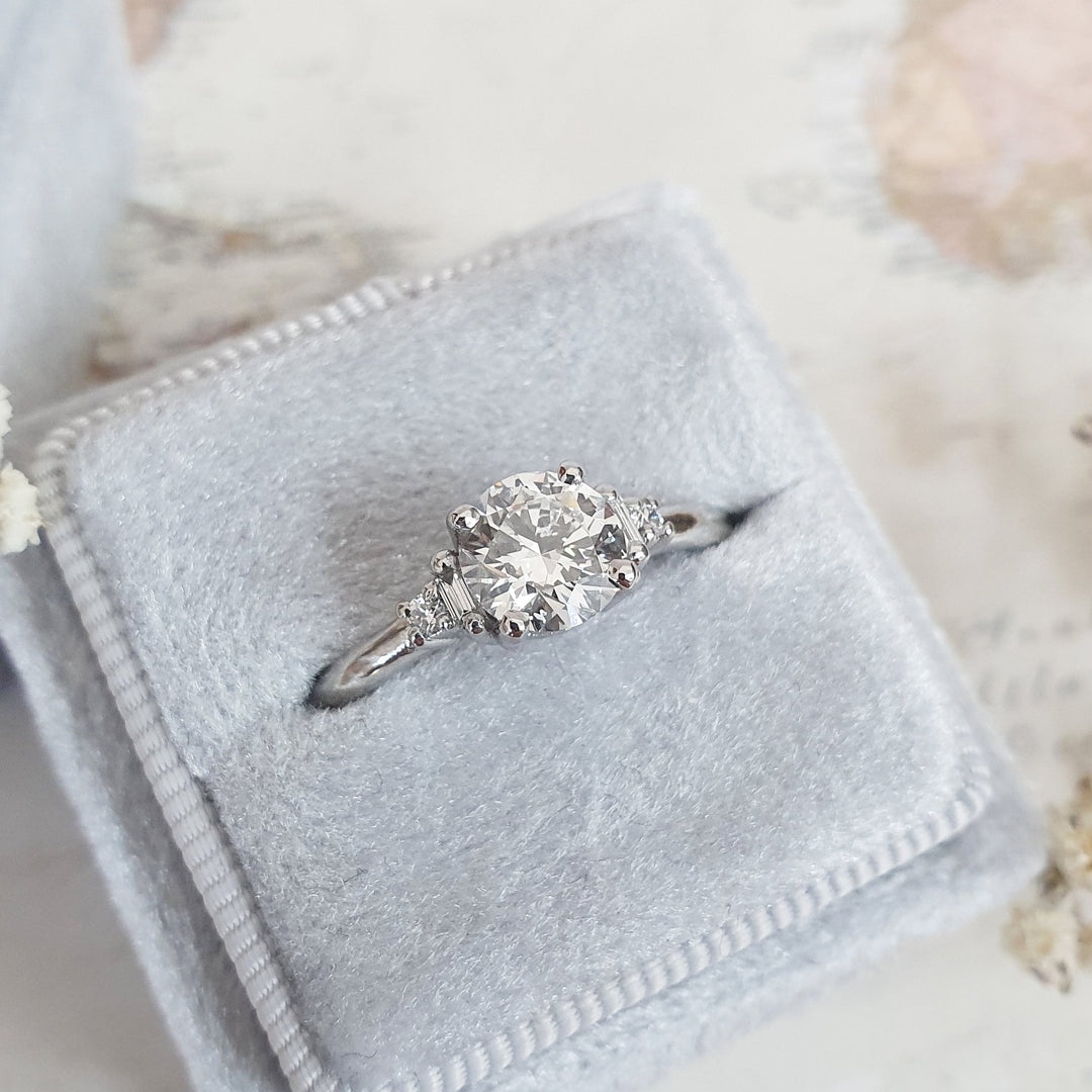 1.0-3.0  CT Round Cut Five Stone Lab Grown Diamond Engagement Ring